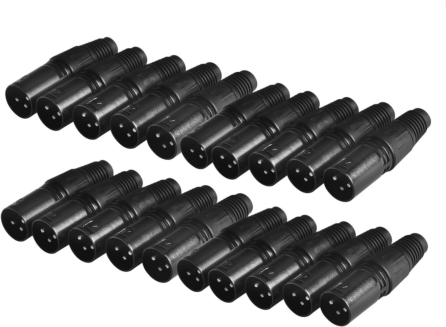 20 Pack XLR 3 Pin Male MIC Snake Audio Adapter Plug Audio Microphone DMX Cable Connector