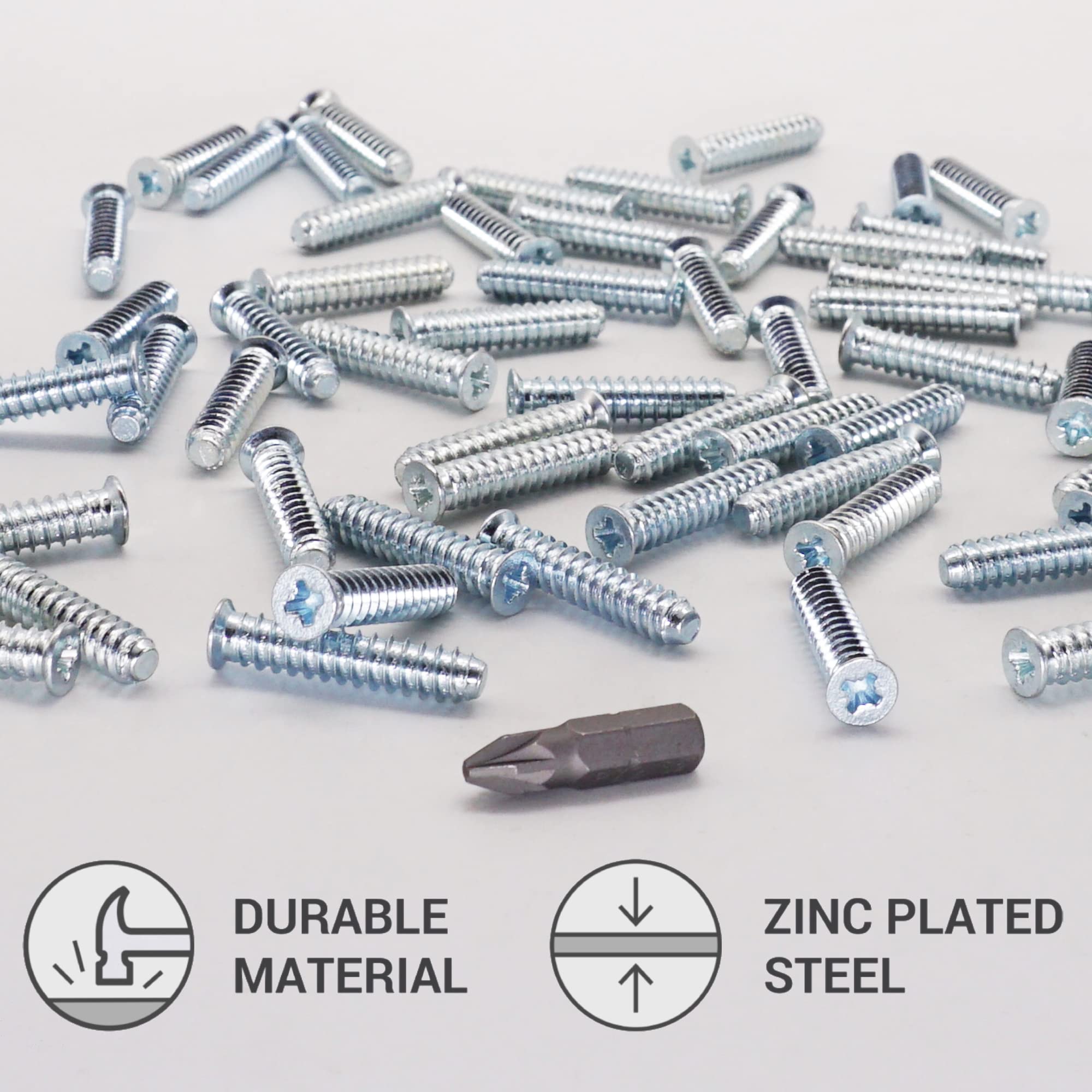 SKIR'CO (50 pcs) Zinc Plated Euro Screws 6.2 x 30 mm, Drawer Runner Screws, Flat Countersunk Head, Hinge Screws - Image 3