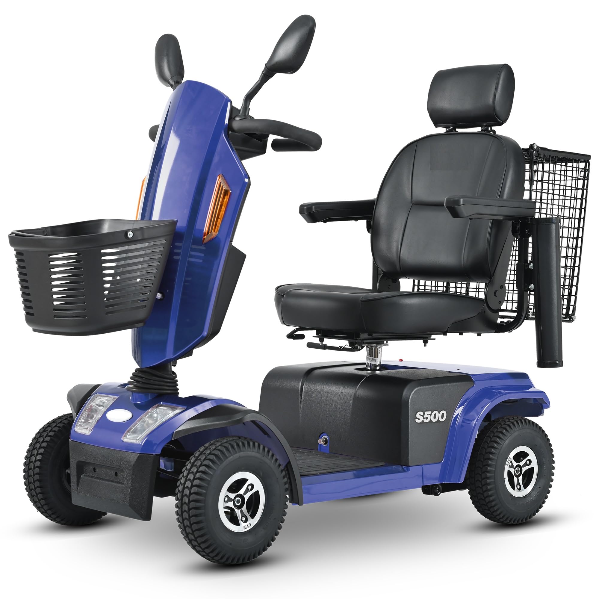 Mobility Scooter 500 lb Weight Capacity All Terrain Heavy Duty Foldable 4 Wheels Mobility Scooters with Seat for Adults & Seniors,Elderly,Folding Power Electric Motorized Wheelchair,28 Miles (Blue)