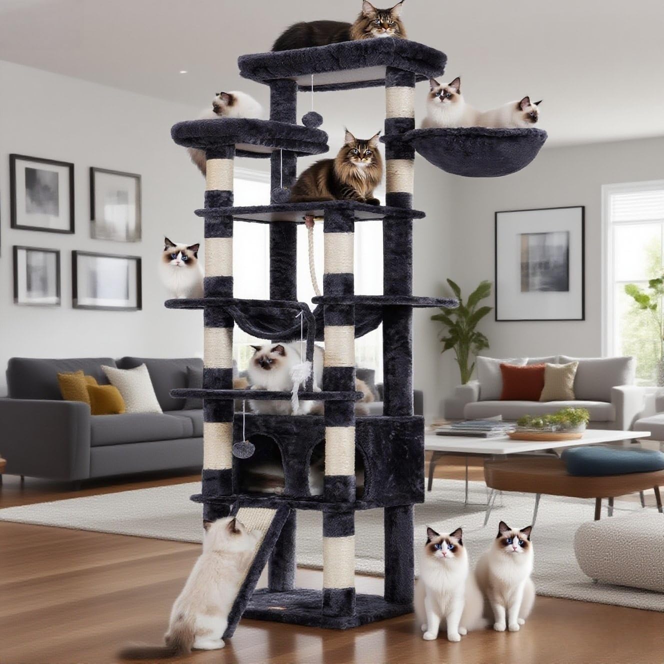 ◆Cat◆ Amazon.com : Heybly Tall Cat Tree, 78-inch Multi-Level Cat