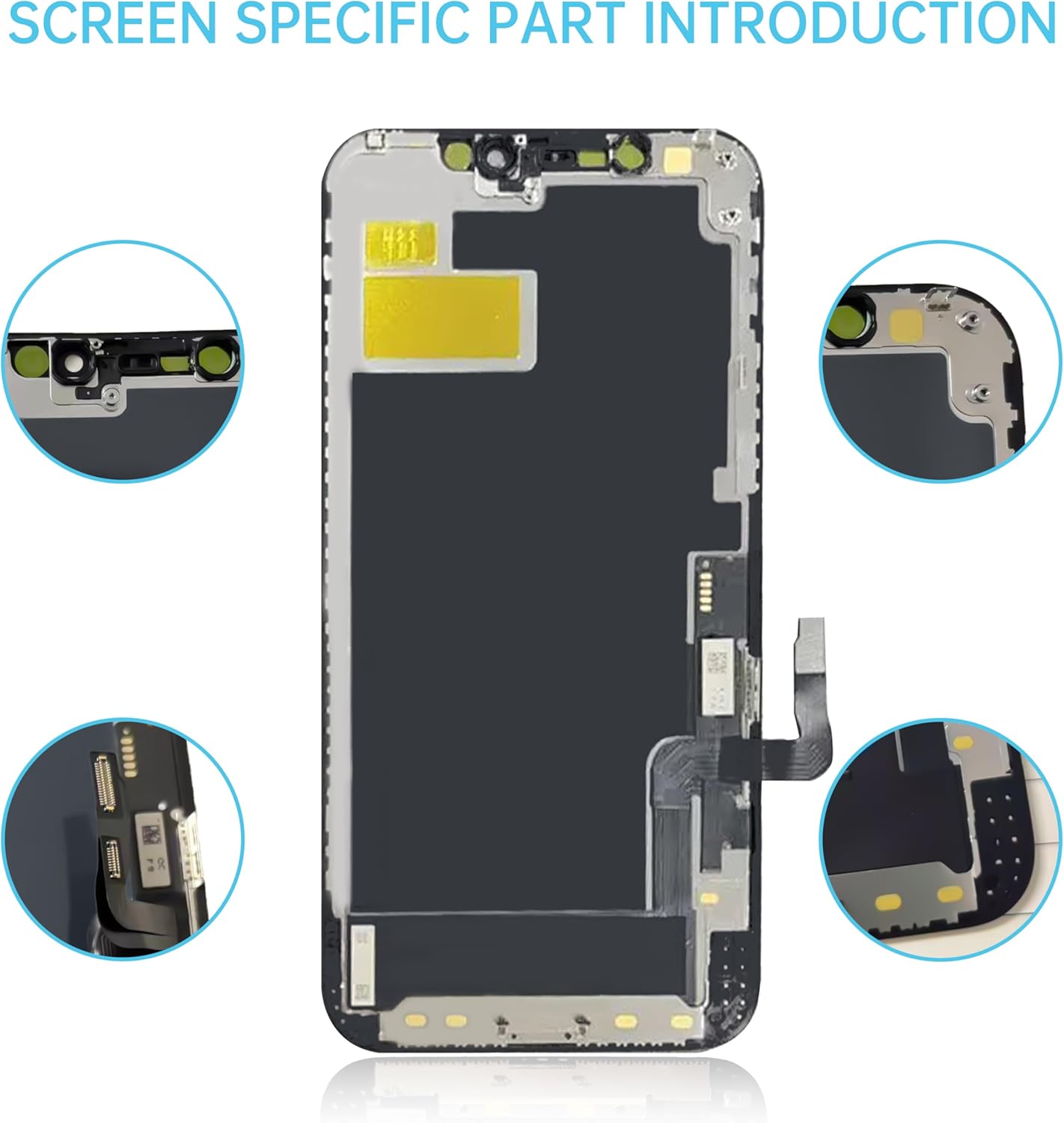 for iPhone 12/12 Pro 6.1" LCD Screen Replacement Kit with 3D Touch Digitizer Assembly,Repair Tools+Screen Protector Kit Includes Adhesive (Model A2172/A2402/A2403/A2404/A2341/A2406/A2407/A2408)