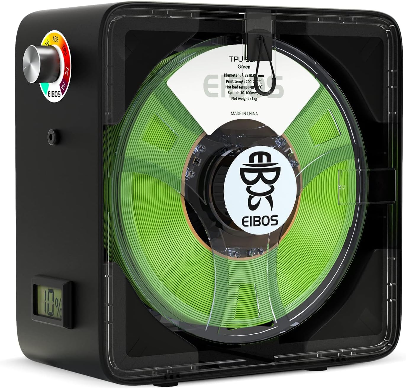 【EIBOS Official】3D Printer Filament Dryer Easdry, 3D Printer Filament Dryer Box with Fan, Adjustable Temperature, Humidity Control & Spool Holder, Compatible with 1.75mm 2.85mm 3.00mm Nylon, PLA, ABS
