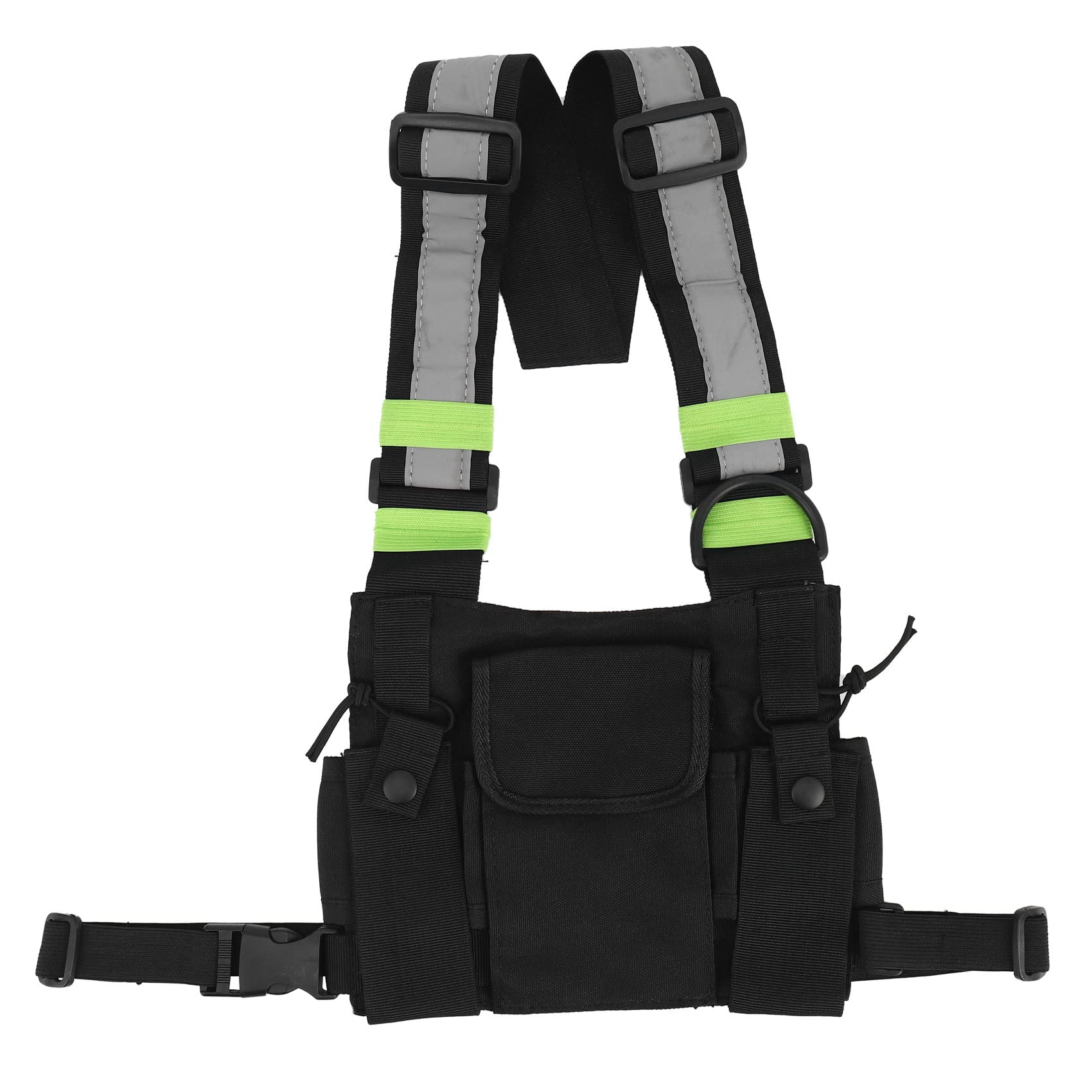 Radios De Poche Radio De Poitrine Harnais Poitrine Face Pack Pochette Etui Gilet greement Porter Etui pour 2 Voies Radio Talkie Walkie Applique a UV-5R Noir + Vert