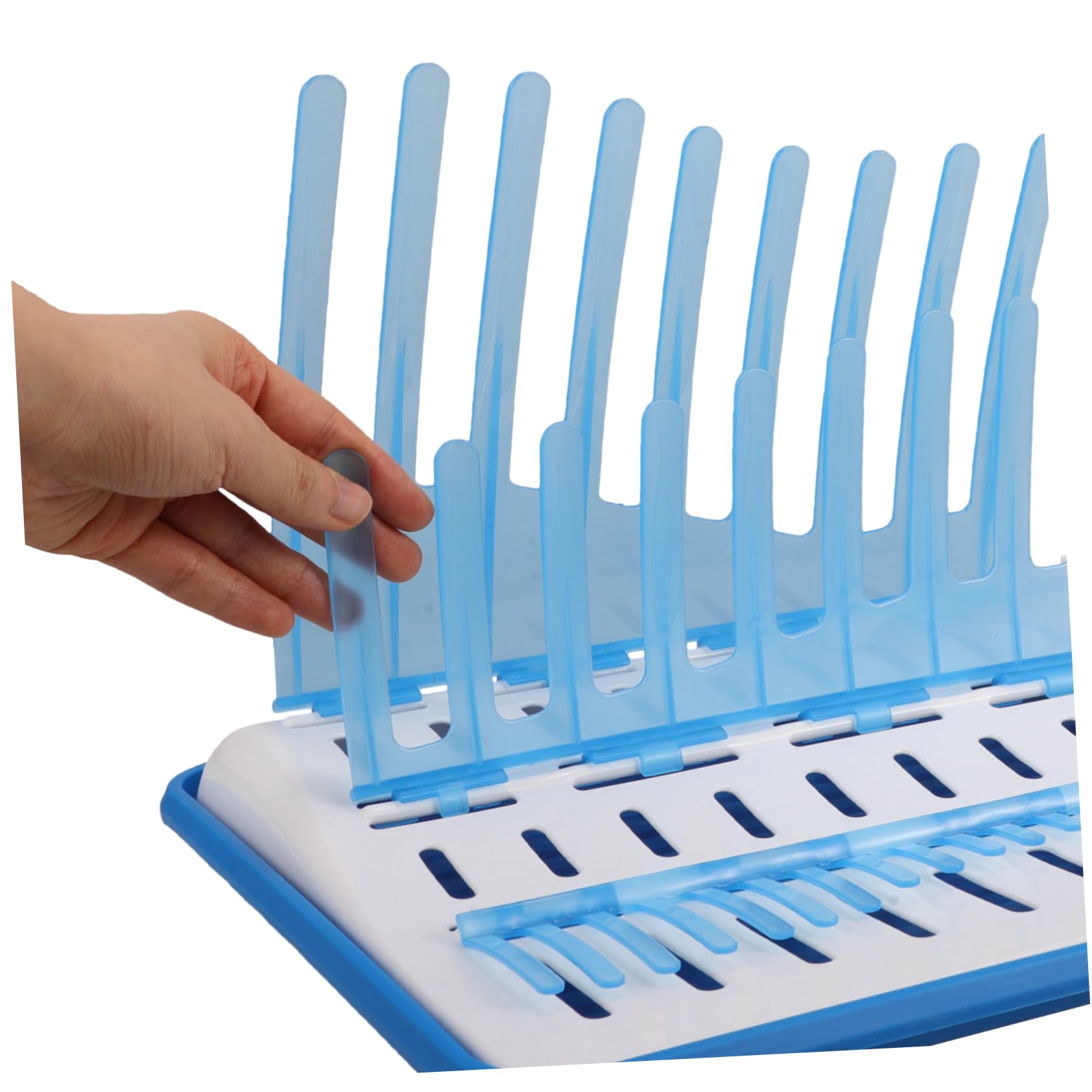 Supporto Asciugatura Biberon a Strati con Vassoio Raccogligocce Blu | Pp Plastico, per Bicchieri e Mug, Uso Casa o Ristorante, Struttura Removibile Facile da Pulire