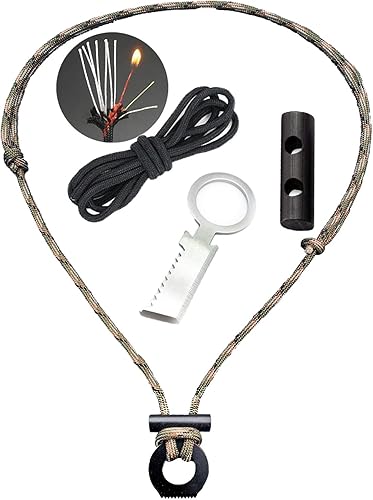 BSGB - Kit de paracaídas para bricolaje con barra de ferro y raspador con cable de yeso, collar de supervivencia para arranque, kit de bomberos de