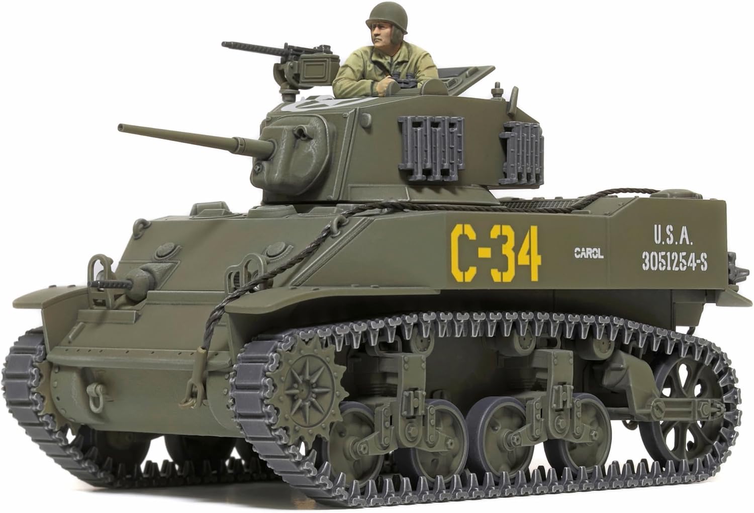 Tamiya 32606 1:48 US M5A1 Stuart Light Tank (1) - Model Kit, Plastic Kit, Assembly Kit, Detailed Replica, Medium, Green