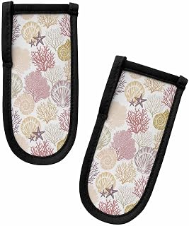 Ocean Starfish 2 Packs Hot Handle Holder,Cast Iron Skillets Pan Handle Covers Sleeves Potholder Kitchen Decor Essential Cookware for Home Camping Cooking Tools,Ocean Coral Shells Geometric Sea Texture