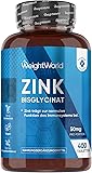 Zink Tabletten - 400 vegane Tabletten - 1+ Jahr Vorrat - Zinc trägt zur Aufrechterhaltung eines normalen Testosteronspiegels im Blut bei(EFSA) - Zink Bisglycinat - Alternative zu Tropfen - WeightWorld