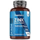 Zink Tabletten - 400 vegane Tabletten - 1+ Jahr Vorrat - Zinc trägt zur Aufrechterhaltung eines normalen Testosteronspiegels im Blut bei(EFSA) - Zink Bisglycinat - Alternative zu Tropfen - WeightWorld