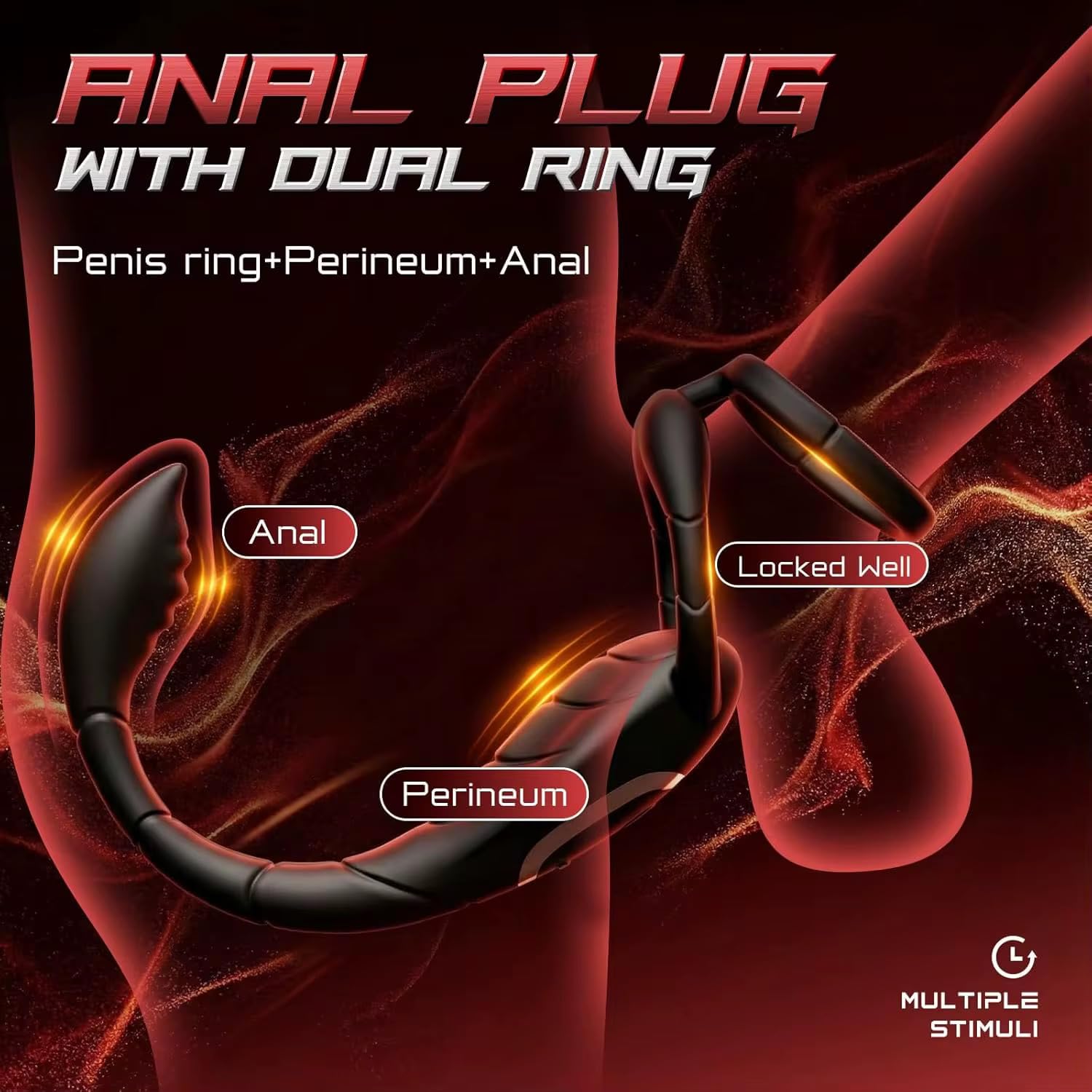 Mr. James Concepts – Masajeador de Doble Estimulación con Control mediante App y Mando Inalámbrico, Anillo Ergonómico, 10 Modos de Vibración, Carga Magnética USB | Solo para Adultos (18+)