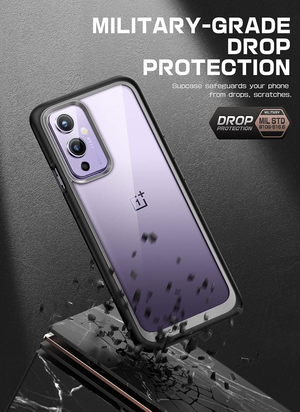 SUPCASE Unicorn Beetle Style Series Case Designed for OnePlus 9(2021 Release), Premium Hybrid Protective Clear Case (Black)