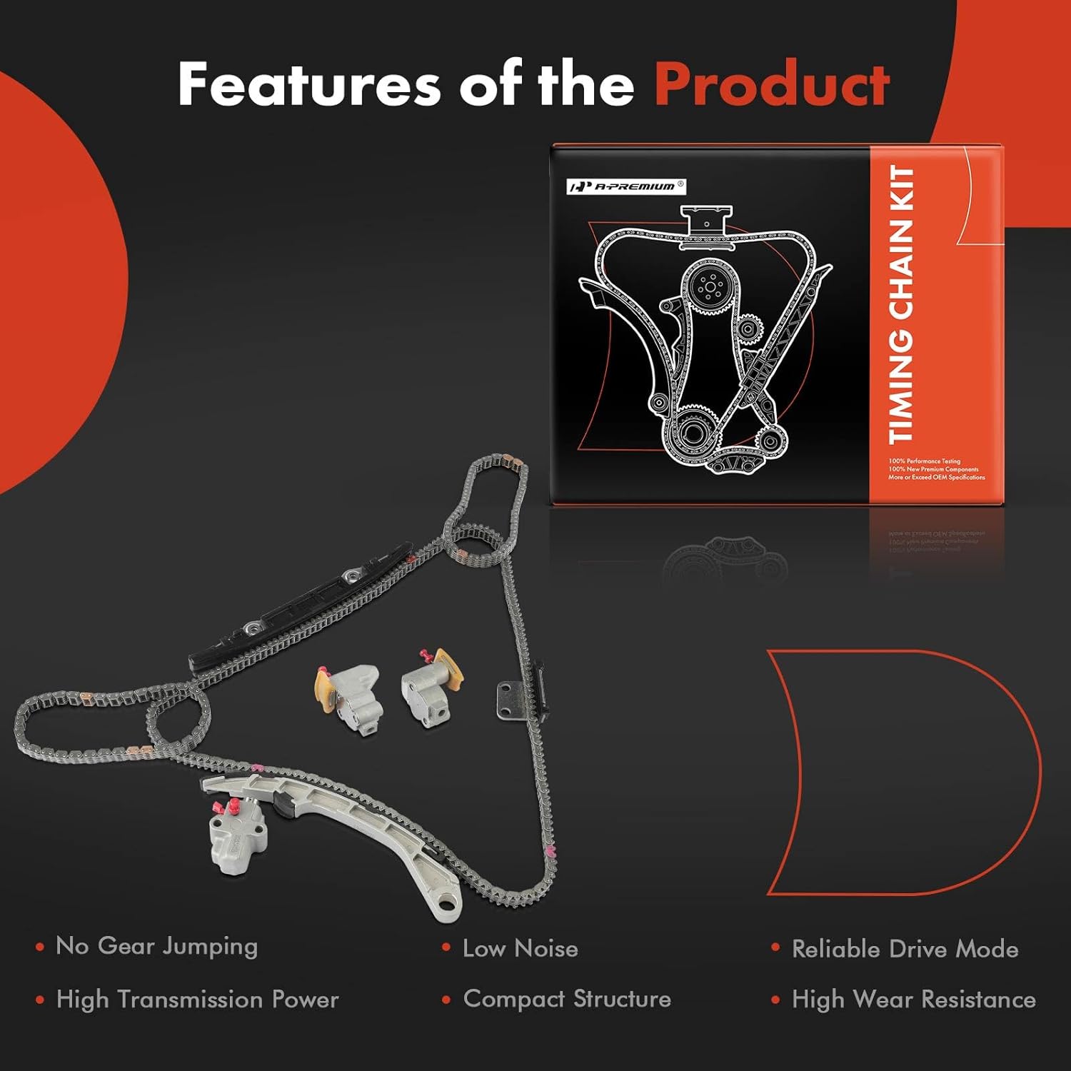 A-Premium Engine Timing Chain Kit W/Tensioner & Guide Rail [fits DOHC, 6Cyl 3.5L] Compatible with Nissan Murano 03-07, Maxima, Altima, 350Z 03-06, M35 & Infiniti FX35 03-08, G35 03-07, I35, M35