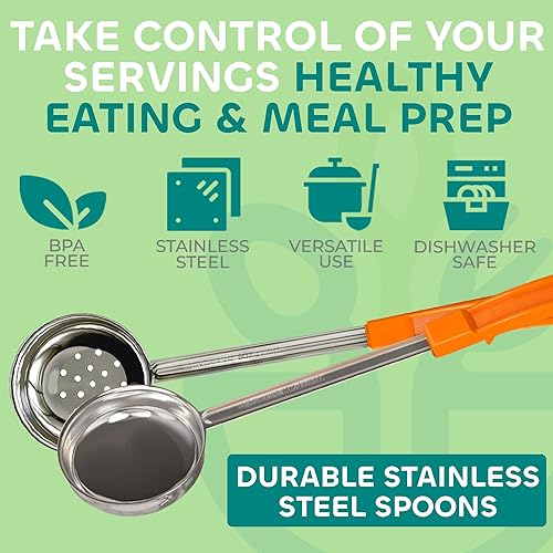 Miniatura 2 de Cucharas para servir con control de porciones, juego de 8 piezas, cucharón medidor, utensilios para pérdida de peso, funda gástrica bariátrica,