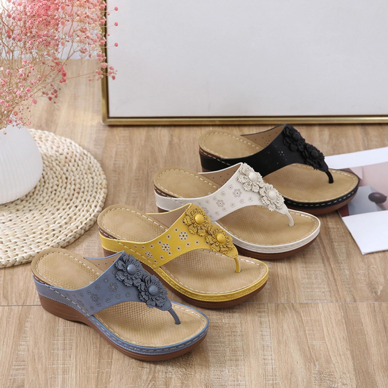 Chanclas Mujer – para Playa Y Piscina De A La Cómodas Antideslizantes con Punta Abierta Transpirables Gruesa Sandalias Zapatillas Cuña Talla Grande Verano Blancas Hawaianas Slim