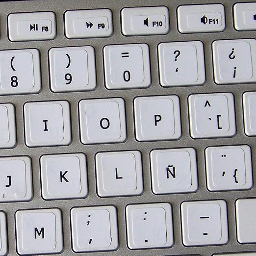 MAC SPANISH KEYBOARD STICKERS ON WHITE BACKGROUND for