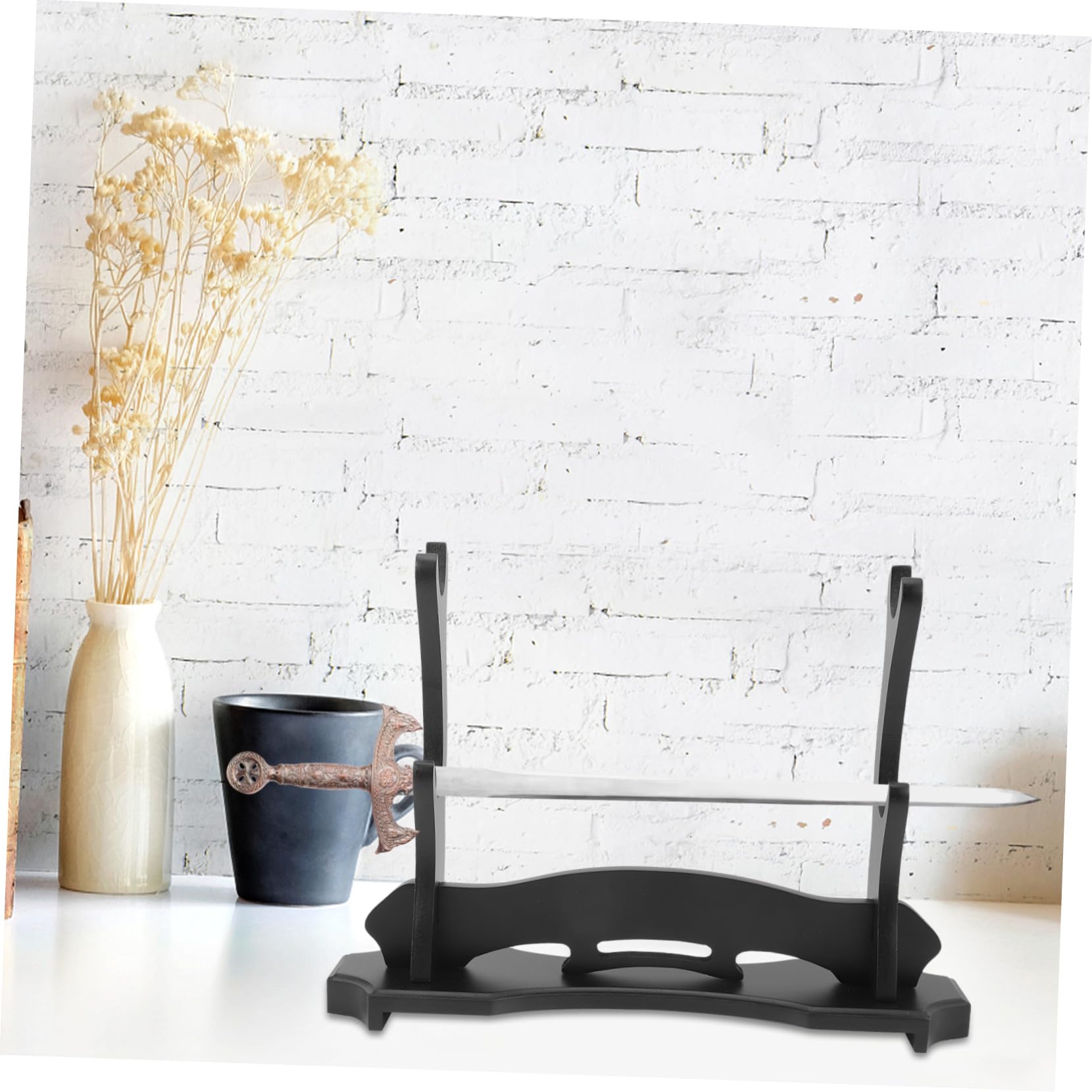 Didiseaon Soporte de Espada de Madera Resistente y Estable Exhibidor de Escritorio para y Flautas Soporte Decorativo de Dos para Almacenamiento Seguro y Presentación Elegante