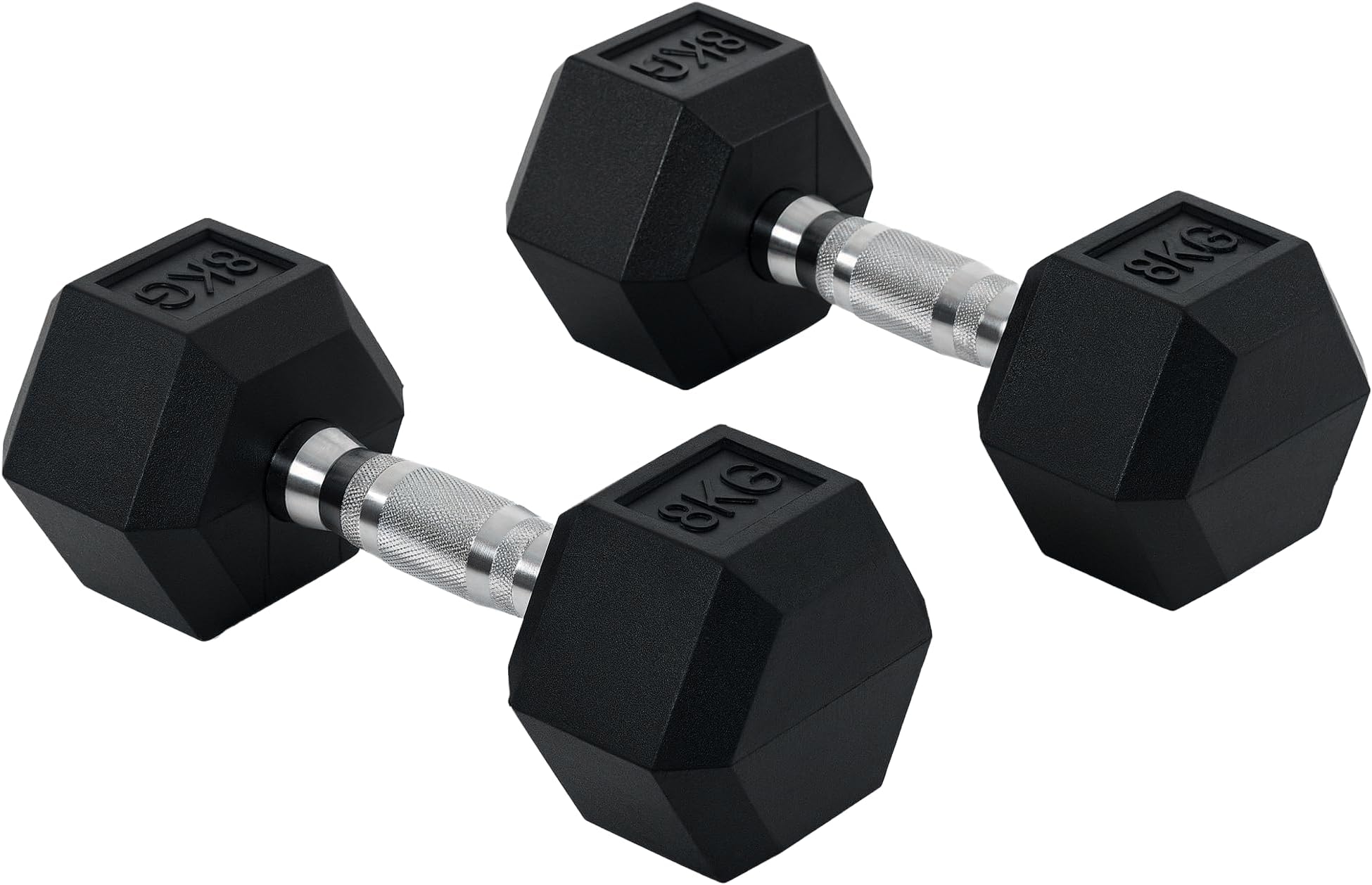 2x4kg/2x5kg/2x6kg/2x8kg/2x10kg Rubber Hex Dumbbell Set Anti-Rolling Free Weights Dumbbells Pair with Knurled Grip for Home Gym Strength Training Exercise