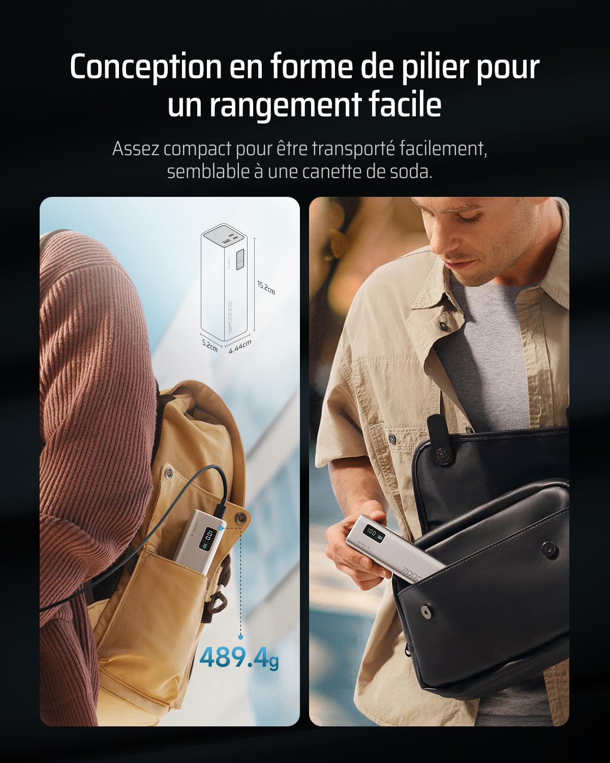 CUKTECH 15 SE 65W 20000mAh Batterie Externe Charge Rapide avec Écran LED