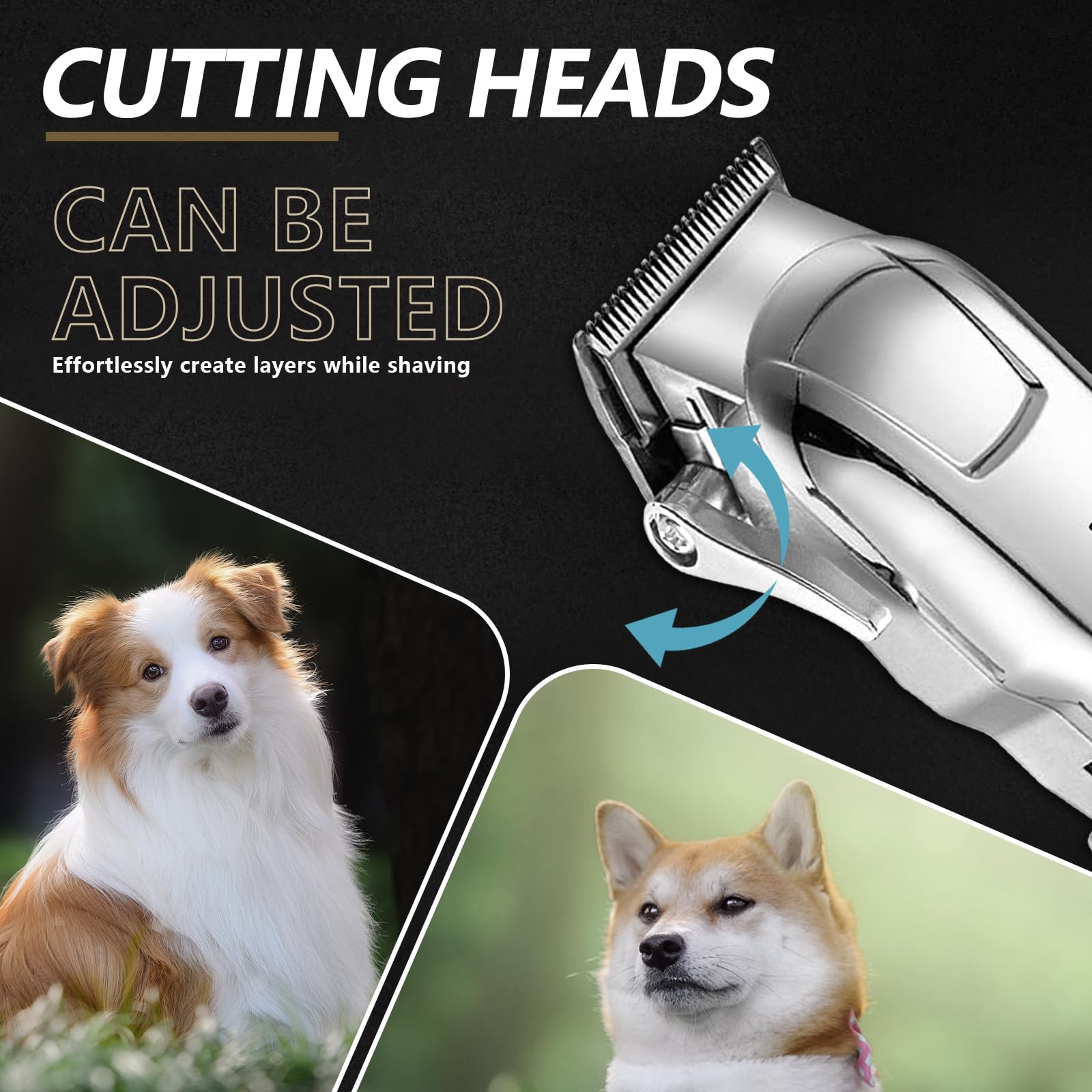 Primizia Maquina de Cortar Pelo para Perros Profesional Inalámbrico,Recargable,Peluquería de Canina,Cortapelos para Perros para Pelo Largo y Grueso,Gris