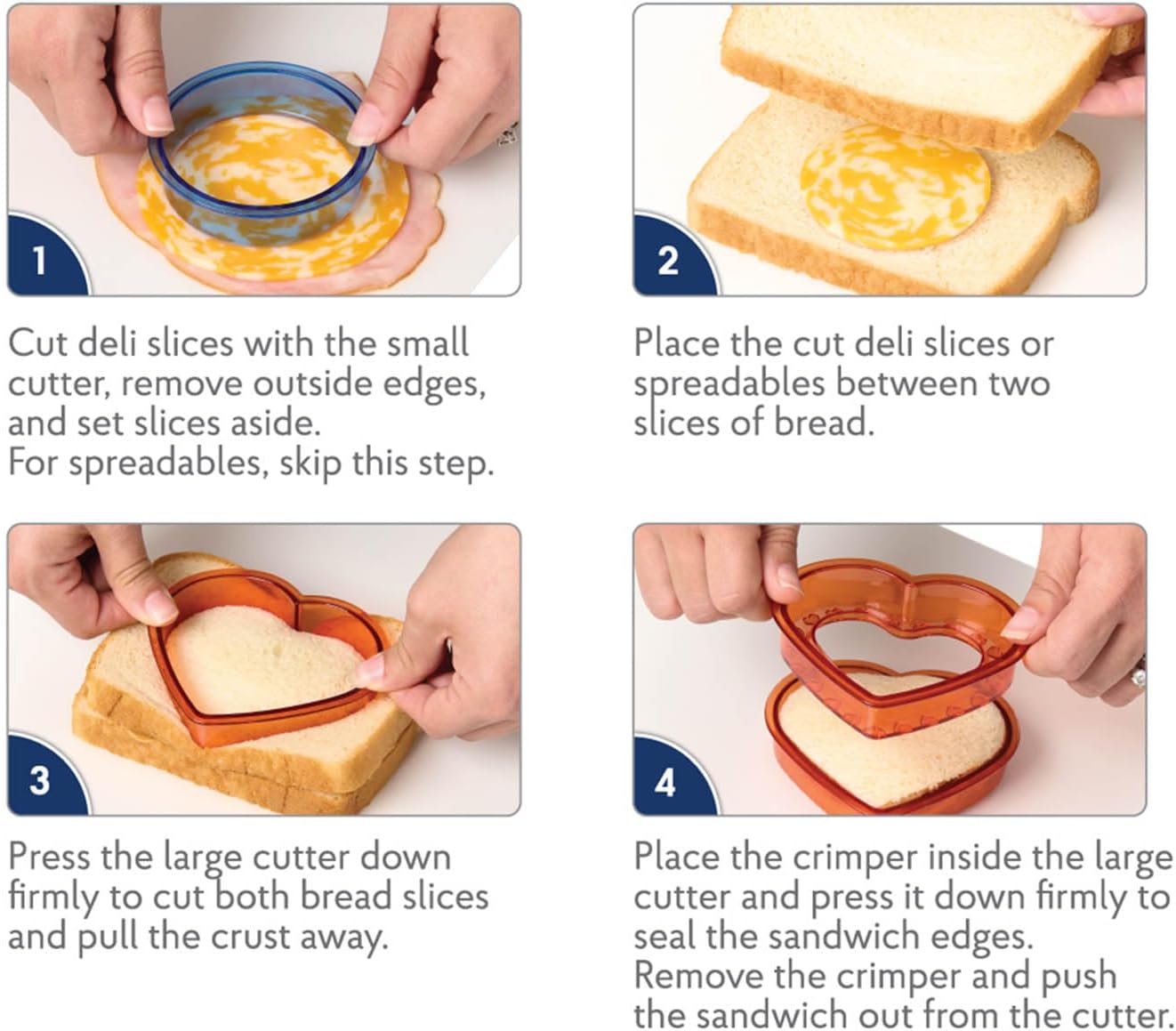 HIC Kitchen Un-Crusted Pocket Sandwich Makers, Heart and Circle, Set of 2 Fun Shapes