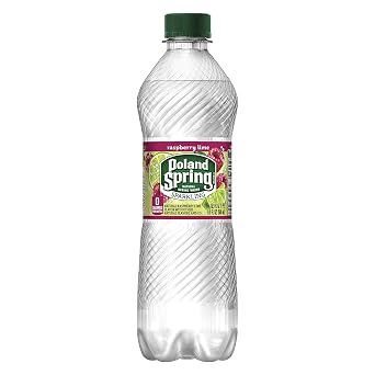 Poland Spring Sparkling Natural Spring Water, Raspberry Lime, 16.9 Ounce, Pack of 8