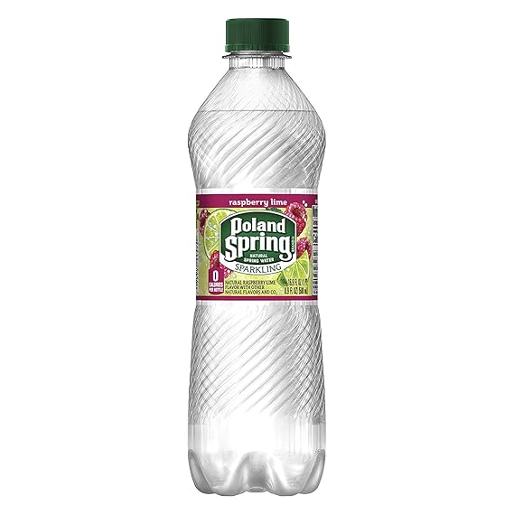 Poland Spring Sparkling Natural Spring Water, Raspberry Lime, 16.9 Ounce, Pack of 8