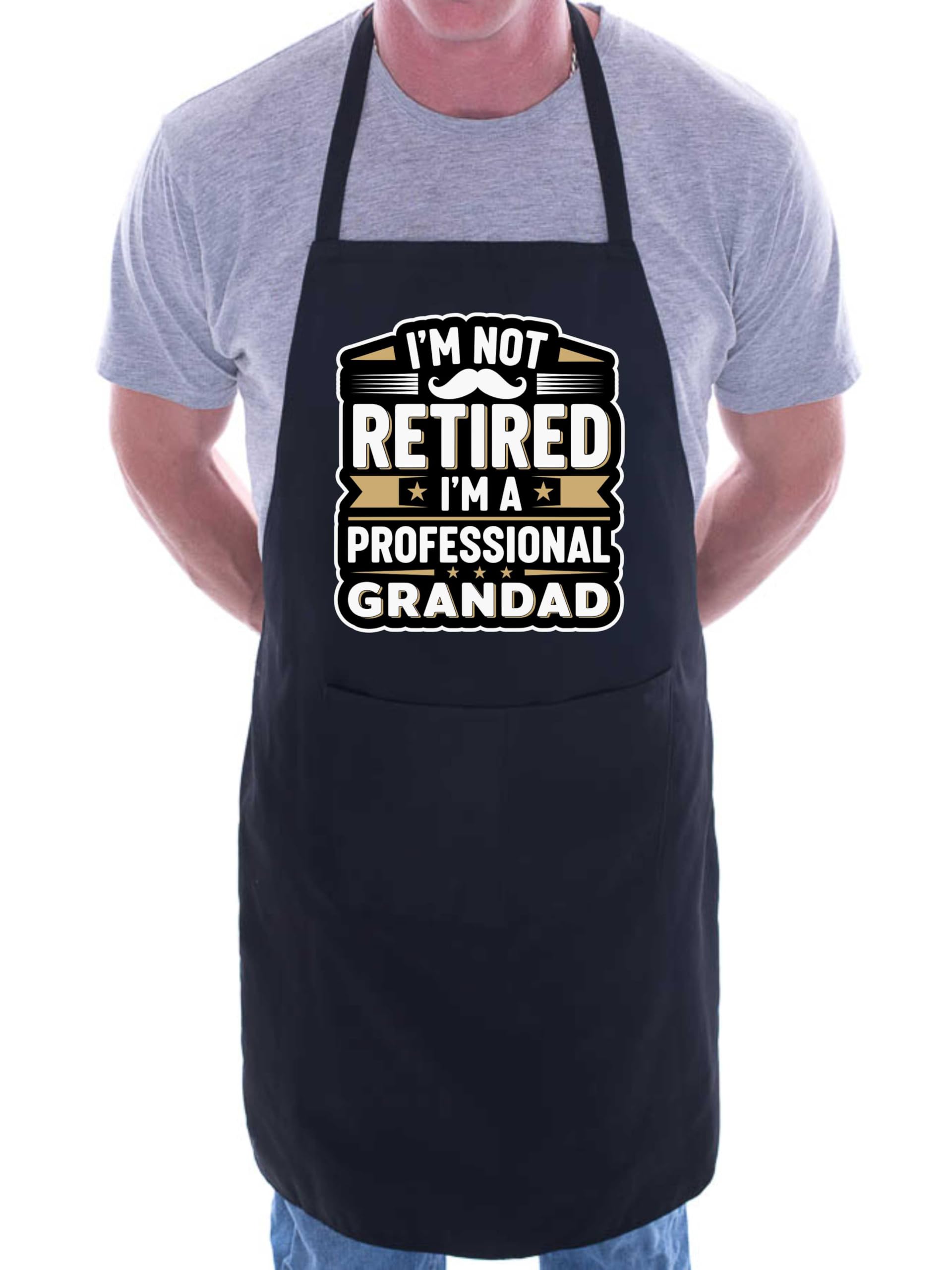 Print4u Unisex Black Not Retired I'm Professional Grandad Apron Fun Father's Day Gift For Dad