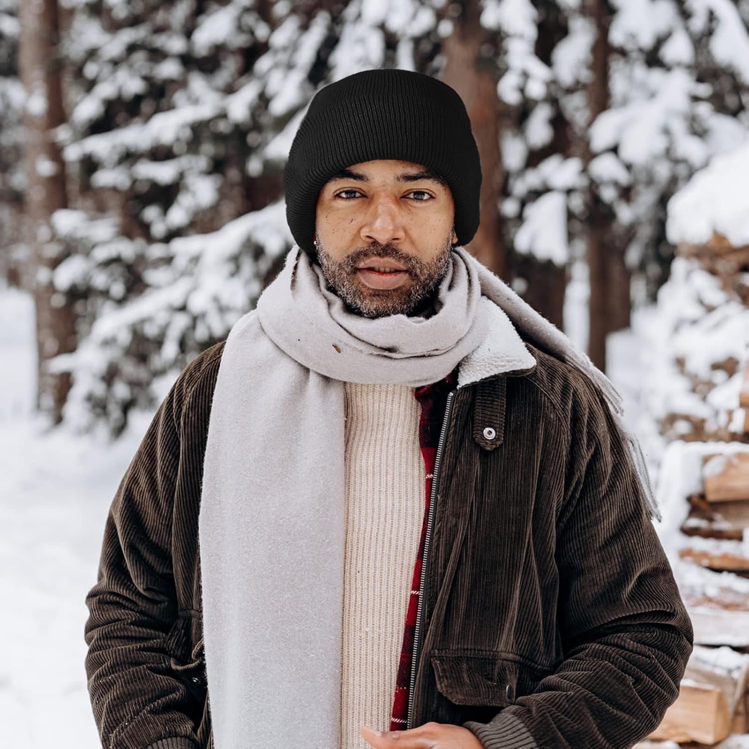 Miniatura 4 de ZOORON Paquete de 2 gorros para hombres y mujeres, gorros de punto para invierno, gorro de esquí suave, unisex