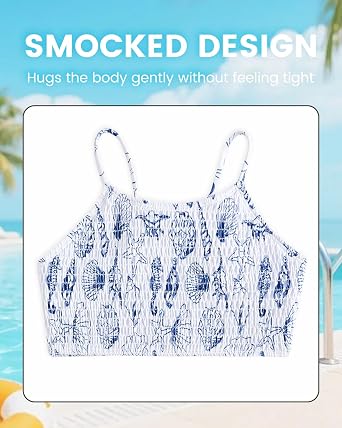 JiAmy Girls 3 Piece Swimsuits Strap Bikini Set with Sarong Skirt 7-13 Years