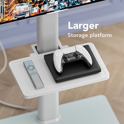 Miniatura 6 de AX WABER - Soporte de piso para TV con toma de corriente y estante, soporte universal para TV de 27 a 65 pulgadas hasta 88 libras, giro de 70