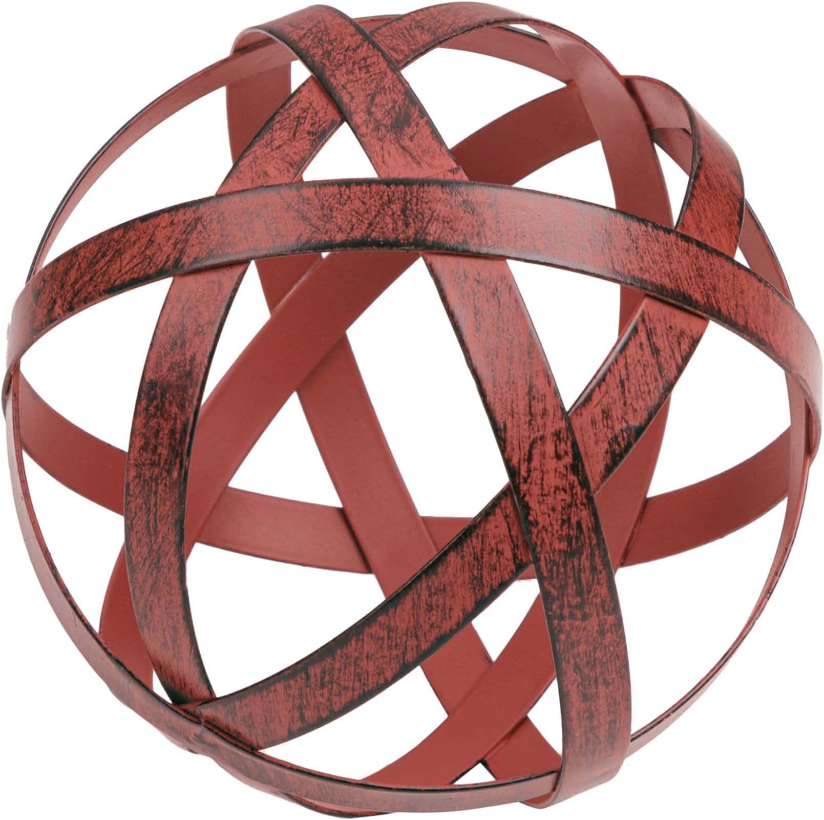 Everydecor Red Metal Band Decorative Sphere