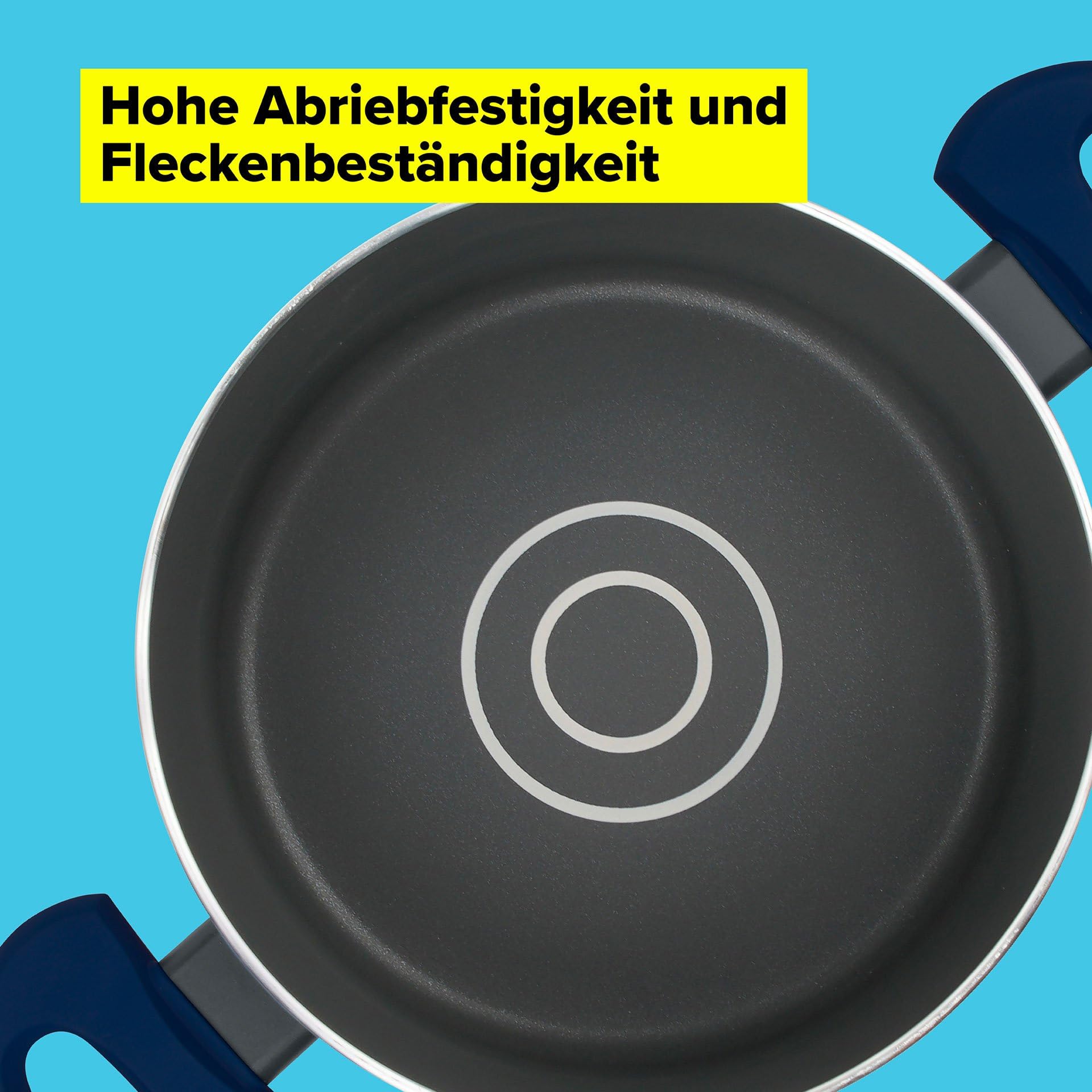 Tasty Antihaft-Kochtopf mit Glasdeckel und Öldosiersystem, 20cm, 3500ml – Gepresstes Aluminium, für alle Herdarten inkl. Induktion, spülmaschinengeeignet, Blau