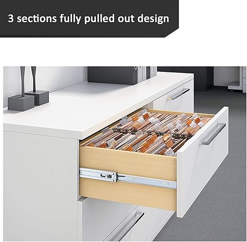 Miniatura 3 de 1 par de corredores de cajones de extensión completa de 3 secciones de acero galvanizado, deslizadores de cajón con rodamiento de bolas, con