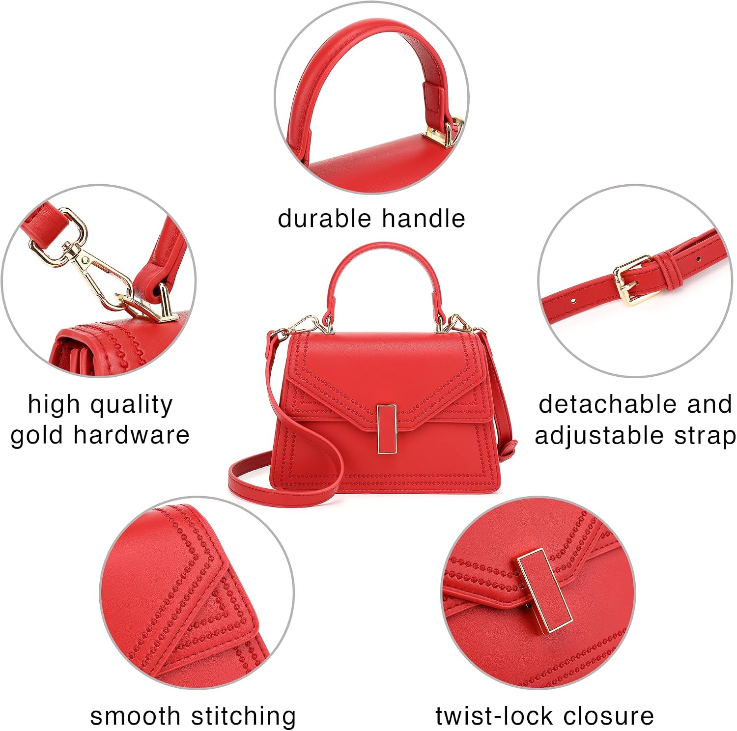 SCARLETON Women's Top Handle Satchel Purse - Crossbody Shoulder Bag, Faux Leather, 8.25x3.13x6.25 Inches - View #5