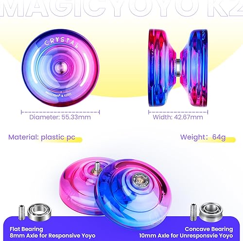 Miniatura 28 de MAGICYOYO Yoyos responsivos para niños principiantes, paquete de 2 Pro Yoyo, Yo Yo V3 de metal de doble función, yoyos de plástico K1 Plus con 12