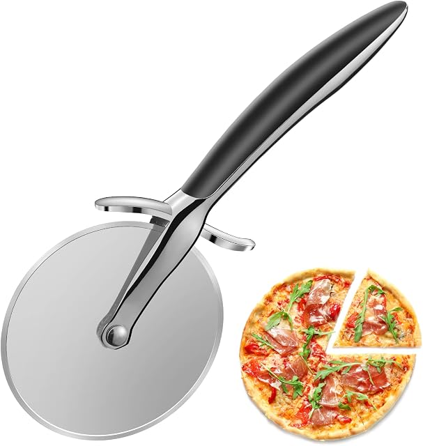 Pizza Cutter, Professional Stainless Steel Pizza Cutter Wheel with Ergonomic Anti-Slip Handle, Wheel Roller Pizza Cutter for Bread Waffles Pancakes