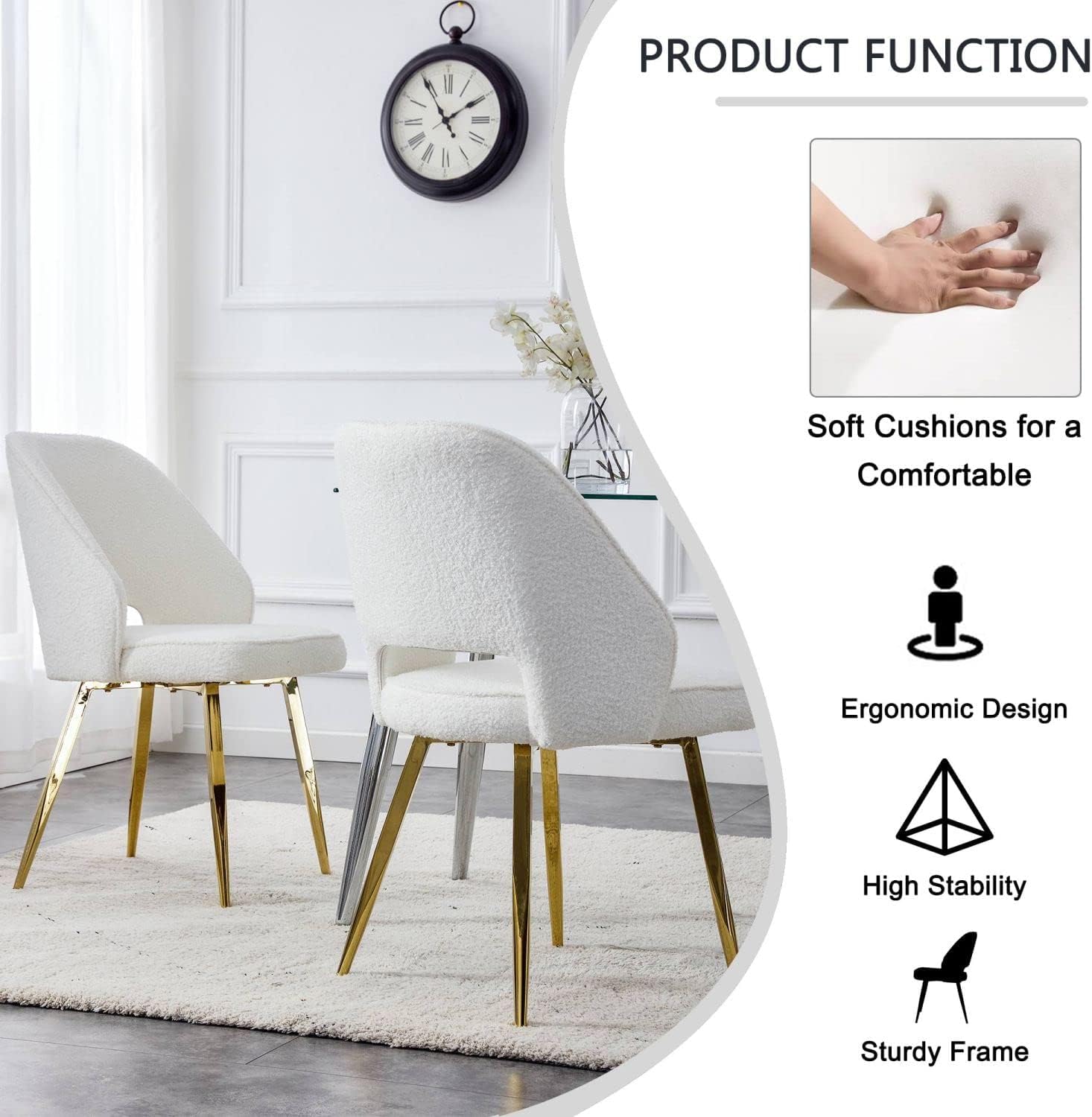 Set Di 2 Sedie Da Pranzo Con Bottoni Trapuntati, Seduta Imbottita In Lino Color Crema 89209104 - Foto 7