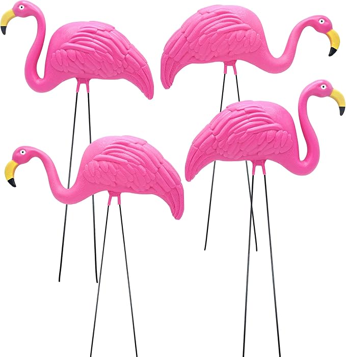 4 Pink Flamingos Yard Decorations Large 23 inch Ornament Statues