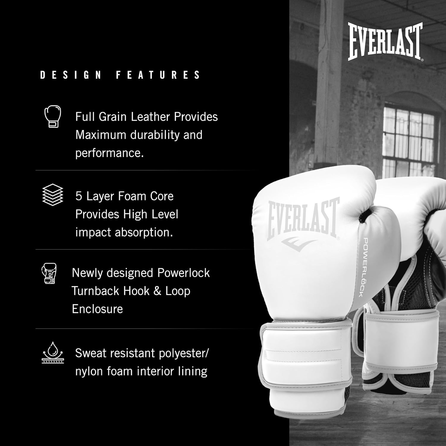 Everlast Powerlock 2 Hook & Loop Boxing Gloves | Fight Training Gloves | Hook and Loop with Durable Hand & Wrist Support | Heavy Bag & Fitness Training