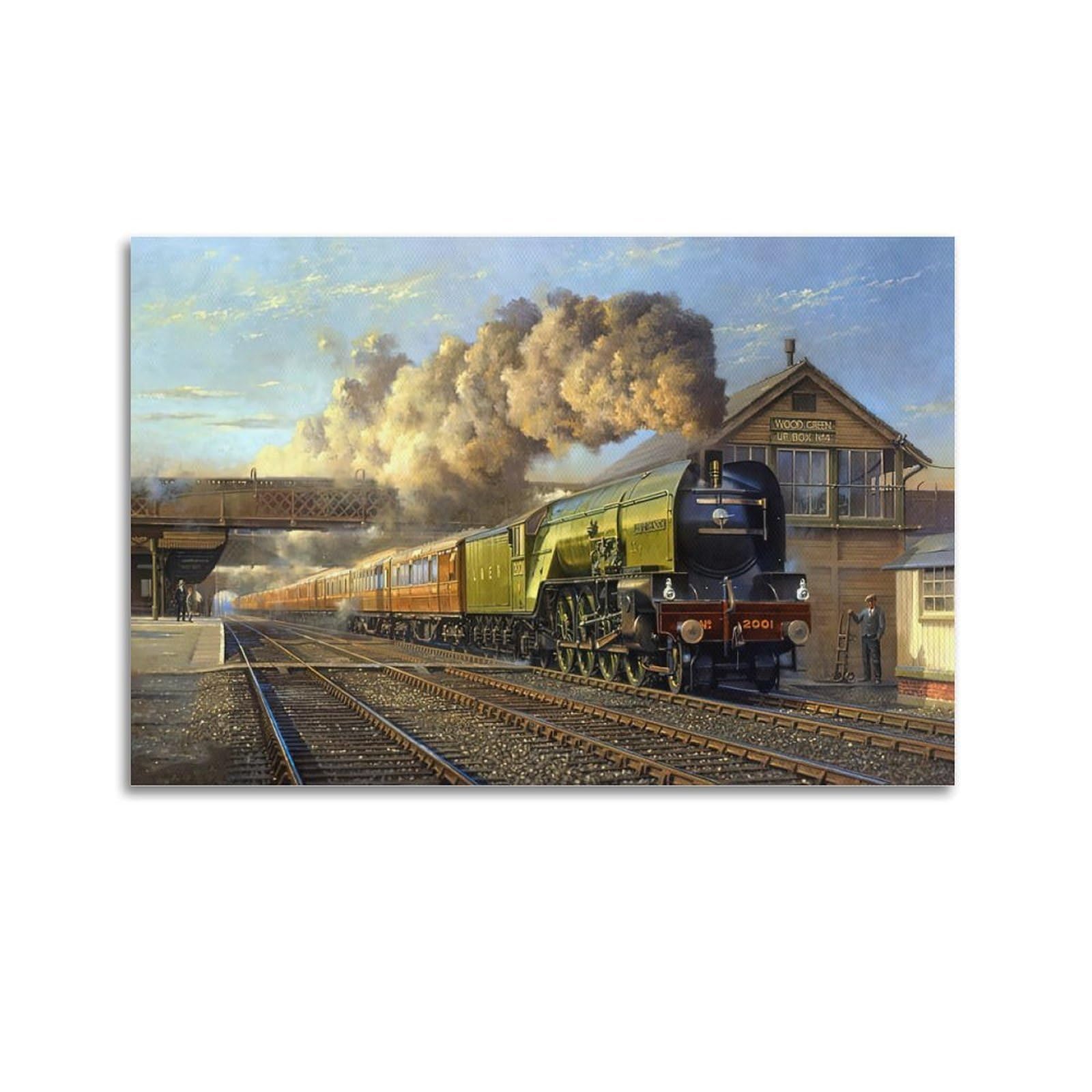 ZSZWHJ Vintage Transport Art Poster Steam Train 2001 Poster Decorative Painting Canvas Wall Posters And Art Picture Print Modern Family Bedroom Decor Posters 12x18inch(30x45cm)