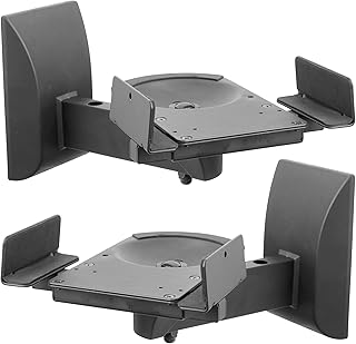 Mount-It! Speaker Wall Mounts, Pair of Universal Side Clamping Bookshelf Speaker Mounting Brackets, Large or Small Speakers, 2 Mounts, 55 Lbs Capacity, Black (MI-SB37)