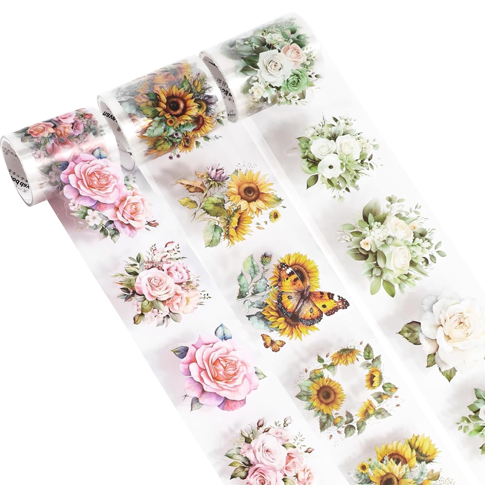 Fainca 3 Piezas Washi Tape Pegatina Flores, Scrapbooking Pegatinas, Aesthetic Pegatinas Scrapbooking, para Tarjetas Regalo, Manualidades de Albumes, Planificador de Calendario