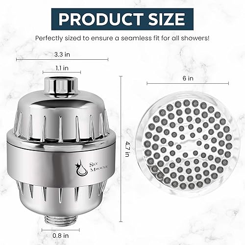 Miniatura 6 de Cabezal de ducha con filtros, cabezal de ducha de alta presión con filtro para reducir el encrespamiento del cabello, mejorar la apariencia de la
