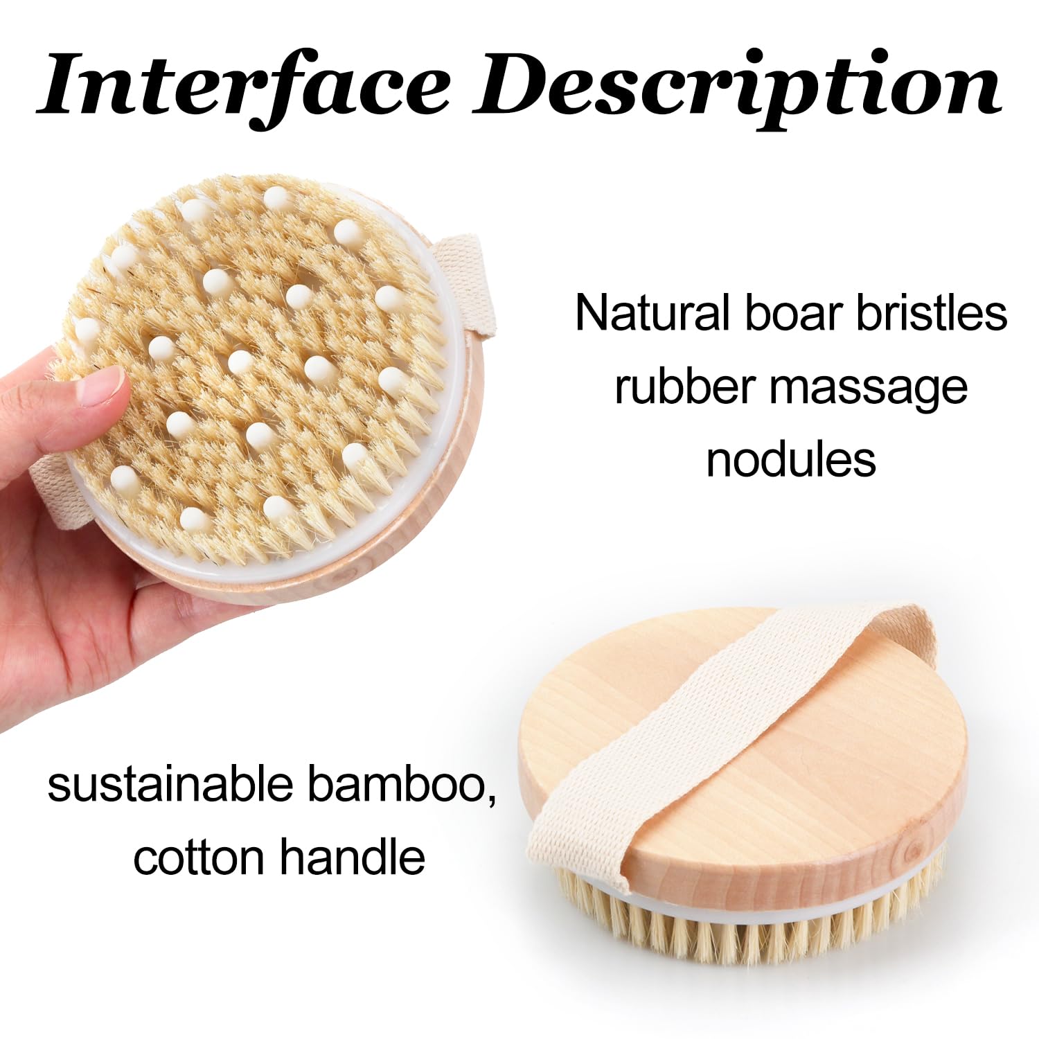 Dry Brushing Body Brush Natural Bristle Exfoliating Brush for Cellulite Reduction, Ergonomic Handle Design for Full-Body Care, Ideal for Dry or Wet Brushing - Image 3