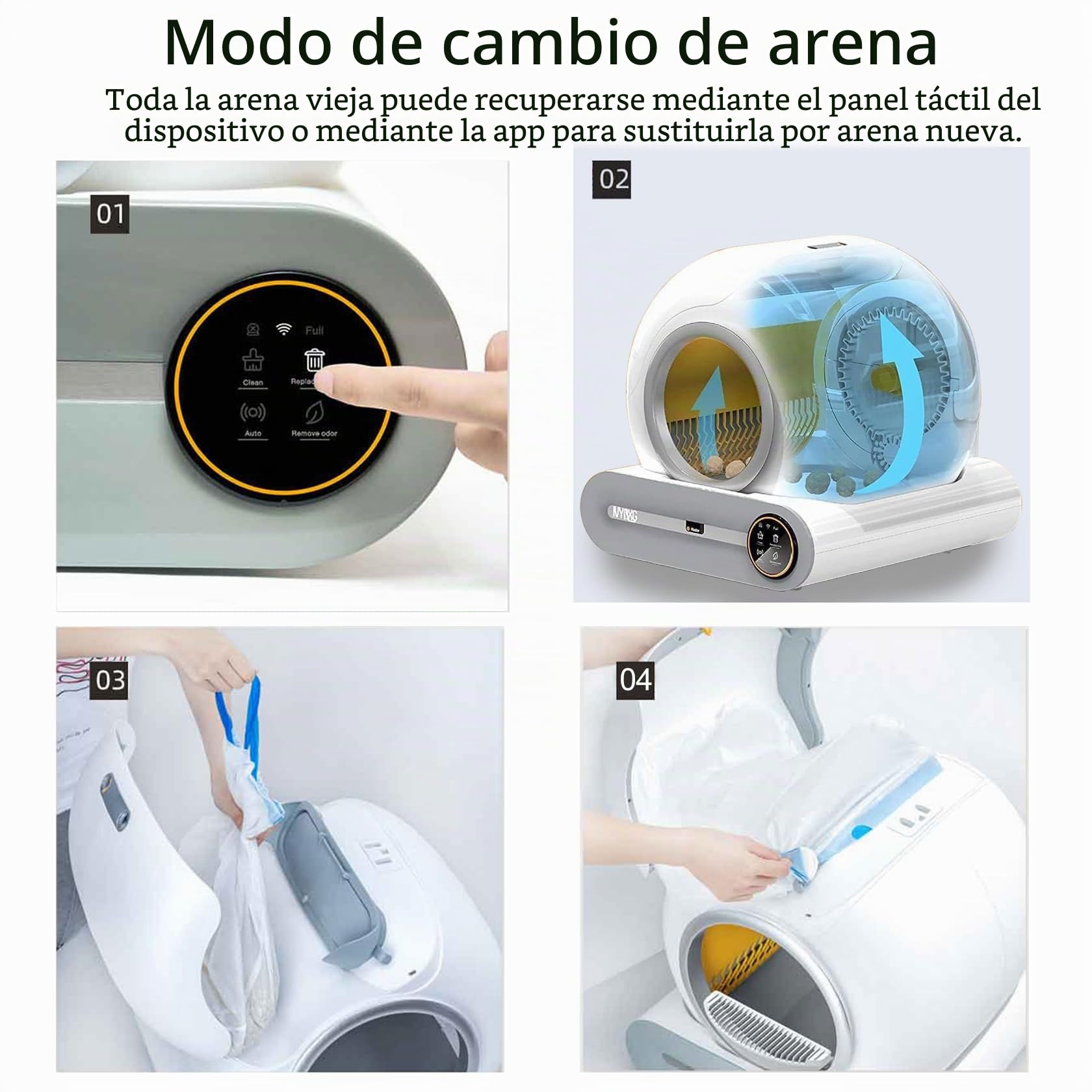 Arenero Gatos Autolimpiable, Arenero Automatico, 65L XXL | Desodorizante, Controlado por Aplicación, Cagadero Autolimpiable Grande, Adecuado para Varios Gatos