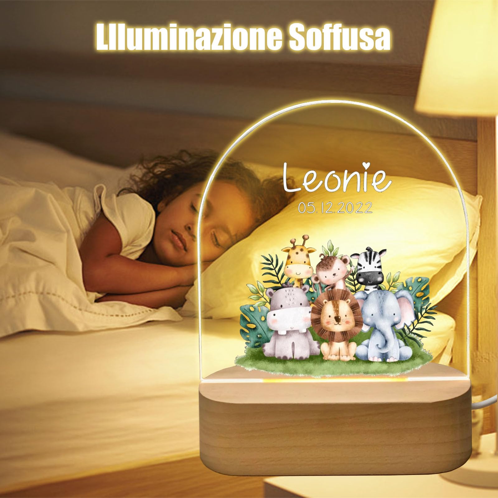 Luce notturna LED a forma di Unicorno, bianca, cambia colore