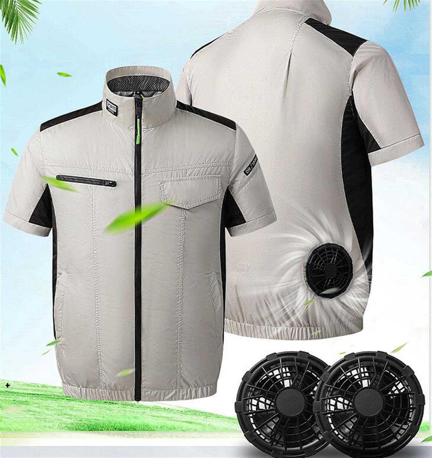 Męska/damska letnia kurtka wentylatorowa kamizelka chłodząca klimatyzowany płaszcz ubrania robocze do pracy na świeżym powietrzu, wędkarstwo, jazda na rowerze, ogrodnictwo, budowa, czarna, XXL