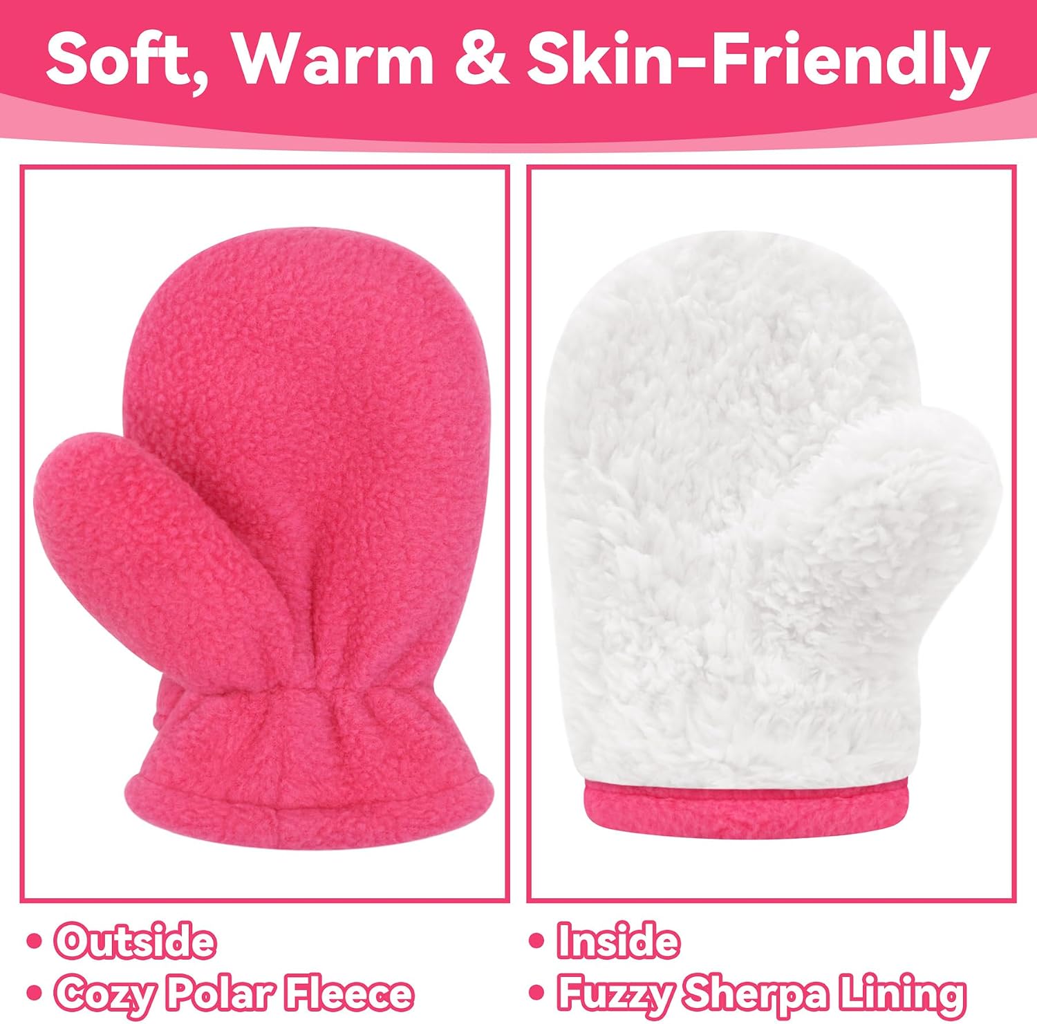 Olreco 3 Pack Baby Mittens Winter Toddler Mittens Warm Fleece Infant Gloves for Boys Girls Toddler Snow Gloves for Kids