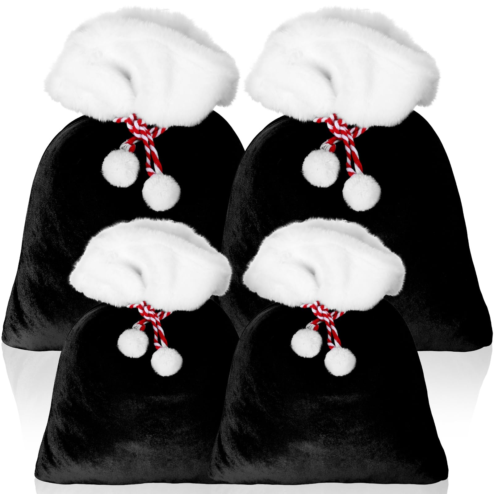 Shappy 4 Pcs Extra Large Velvet Santa Gift Bags Bulk 35 x 28 28 x 20 Luxury Jumbo Santa Gift Sacks Bags with Drawstring Giant Christmas Bags Gift Wrapping for Xmas Toys Santa Costume(Black)