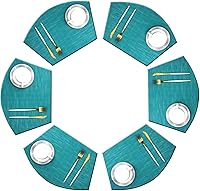 Vista 23 de Juego de 6 manteles individuales de cuña para mesa redonda de vinilo tejido de vinilo antideslizante de plástico (champán)